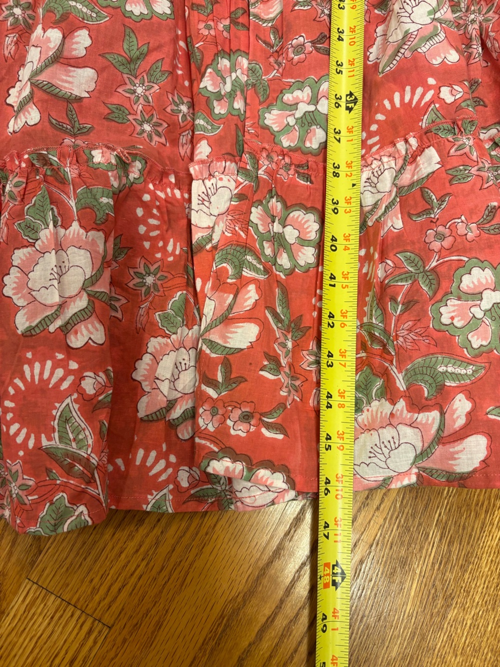 The Fox &the Mermaid Venice Floral Boho Midi Dress coral cotton peasant prairie - Picture 12 of 13